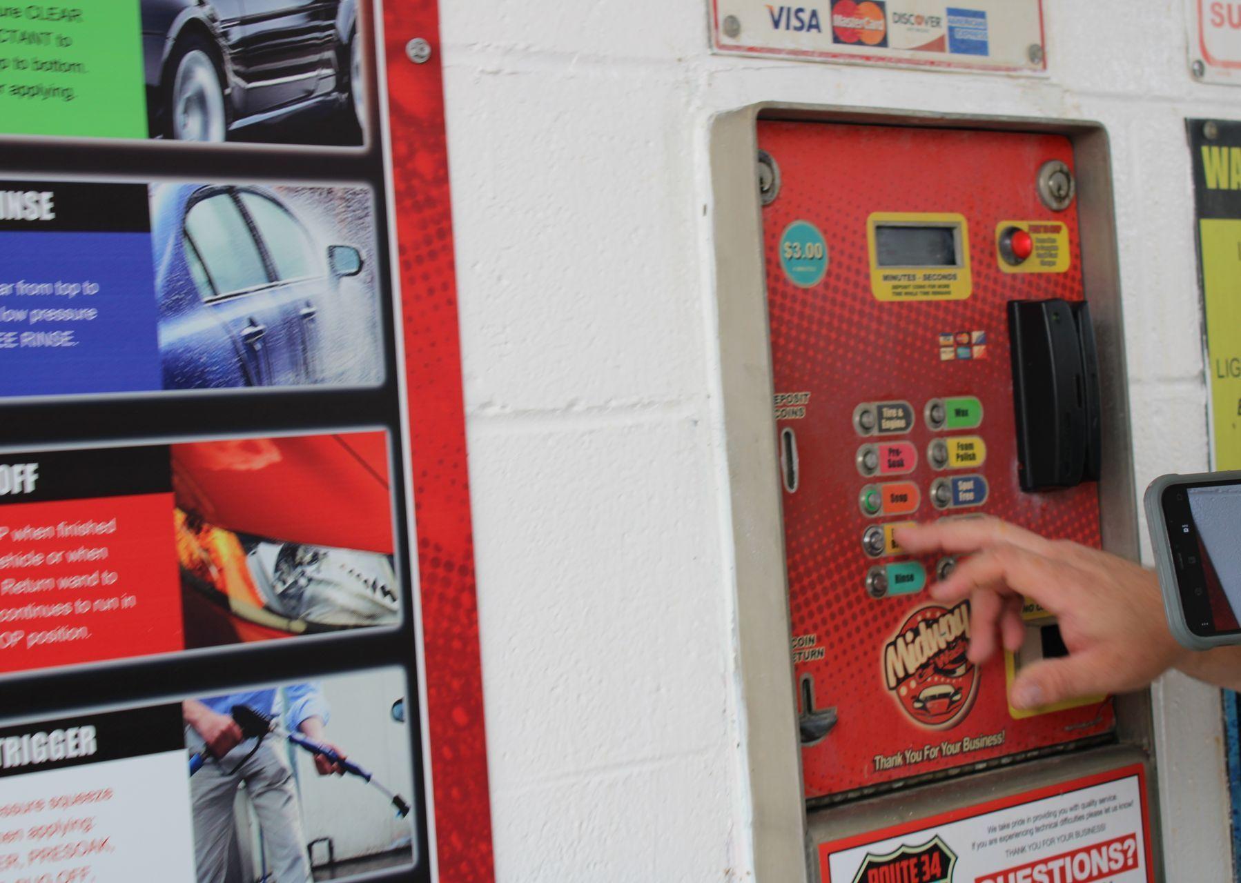 Self-serve car wash meter box